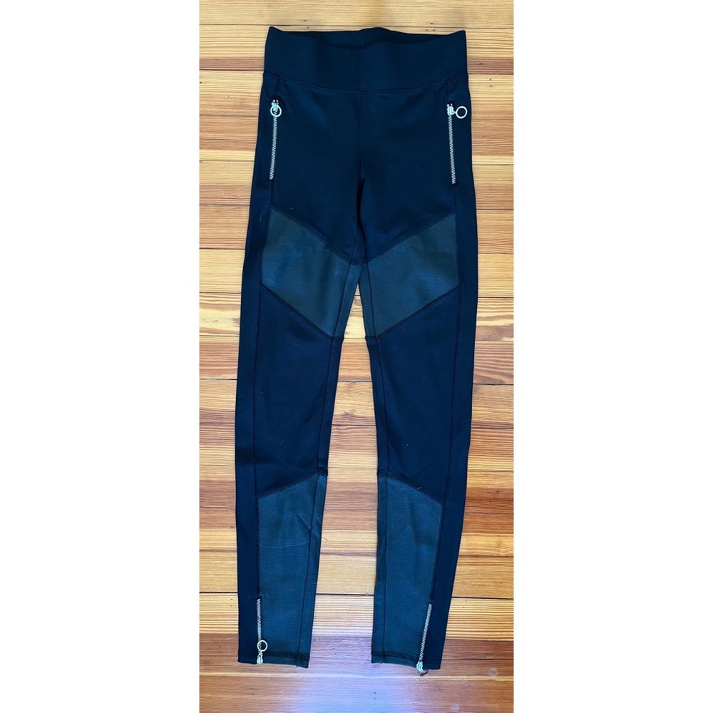Allsaints Black Leather Panel Zipper Leggings